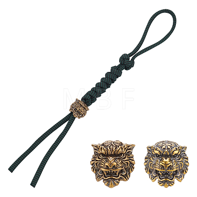  2Pcs 2 Styles Outdoor EDC Tool Brass Parachute Rope European Beads KK-NB0003-61-1