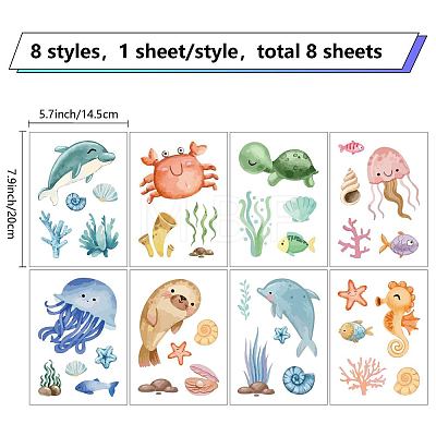 8 Sheets 8 Styles PVC Waterproof Wall Stickers DIY-WH0345-175-1