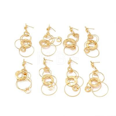 Brass Interlocking Rings Dangle Stud Earrings for Women EJEW-F281-09G-1