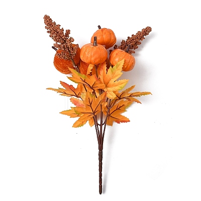 Velvet & Plastic & Foam Artificial Fall Pumpkin Floral Bouquet with Iron Stem TH-CBAC0DE-04-1