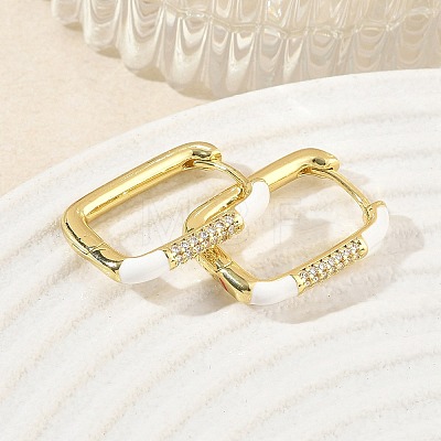 Brass Micro Pave Cubic Zirconia Hoop Earrings KK-CBA98BA-01G-D-1