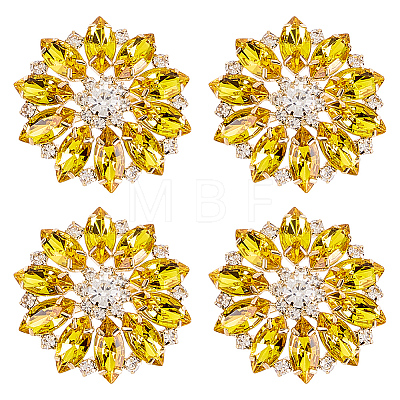 4Pcs Alloy & Glass & Rhinestone Shank Buttons BUTT-FG0001-63A-1