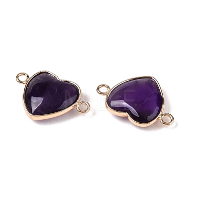 Natural Amethyst Love Heart Pendants G-T138-205A-G-1