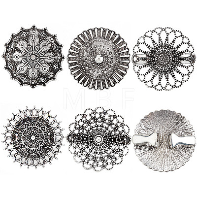 Gorgecraft 5Pcs 5 Style Vintage Flower Alloy Sweater Shawl Clips Brooches Set AJEW-GF0007-23-1