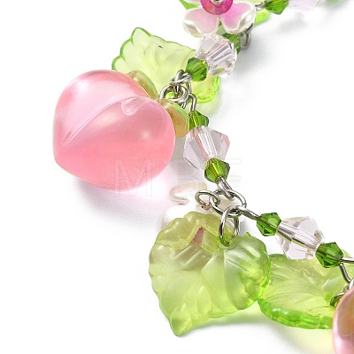 Glass & Resin & Acrylic Flower Charm Bracelet BJEW-JB09435-01-1