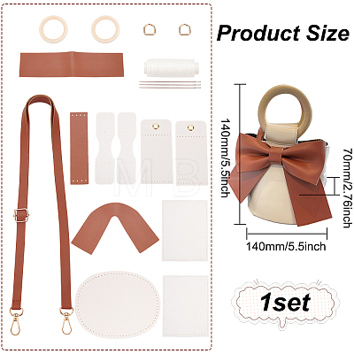 DIY PU Leather Mini Bowknot Bucket Bags Kits DIY-WH0292-93C-1