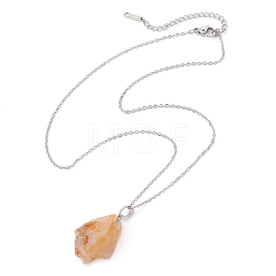 Natural Yellow Quartz Nugget Pendant Necklaces NJEW-JN04507-04-1