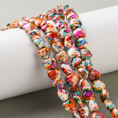 Spray Printed Synthetic Turquoise Beads Strands TURQ-P002-01A-07-1
