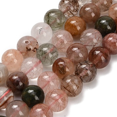 Natural Multi-Color Rutilated Quartz Beads Strands G-G300-A03-8mm-1