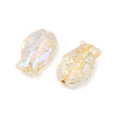 Electroplate and Golden Metal Enlaced Glass Beads EGLA-T029-01A-1