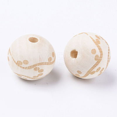 Unfinished Natural Wood European Beads WOOD-S057-018B-1