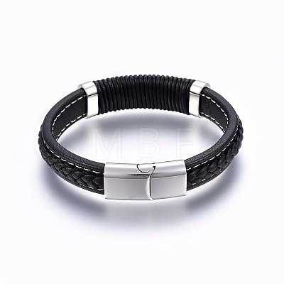 Leather Cord Bracelets BJEW-E345-09P-1