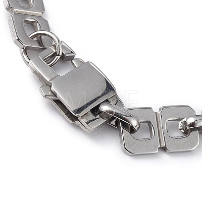 304 Stainless Steel Oval & Rectangle Link Chain Bracelet for Men Women BJEW-G669-24P-1