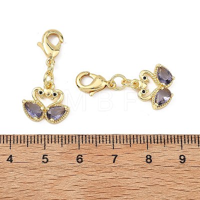 Swan Brass Micro Pave Cubic Zirconia Pendant Decorations CU-B198-07G-1