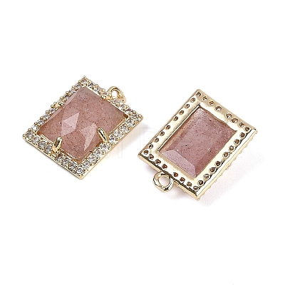 Natural Strawberry Quartz Faceted Rectangle Pendants G-I375-05G-06-1