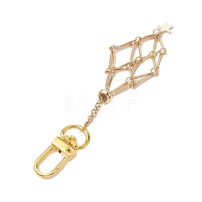 Star 304 Stainless Steel Macrame Chain Pouch Empty Stone Holder Pendant Decoration HJEW-JM02086-1