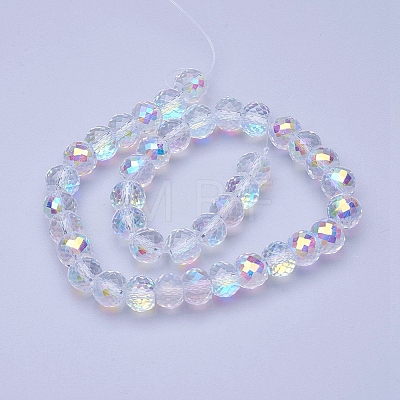 Electroplate Transparent Glass Beads Strands EGLA-E045-D01-1