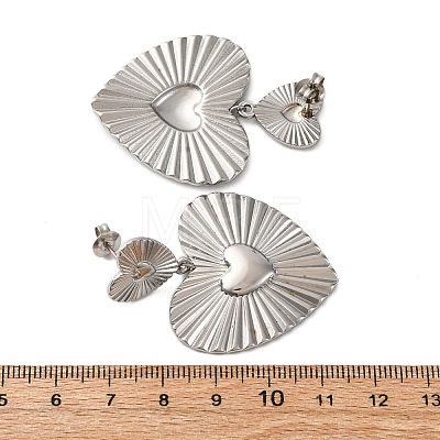 Heart 304 Stainless Steel Dangle Stud Earrings EJEW-Z109-03P-1