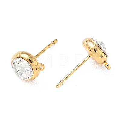 SHEGRACE Brass Rhinestone Flat Round Stud Earring Findings XGR0099G-120G-1