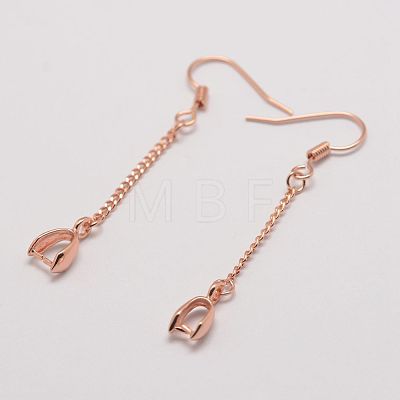 Brass Real Rose Gold Plated Earring Hooks X-KK-G296-02RG-1