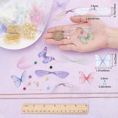 SUNNYCLUE 60Pcs Polyester Fabric Butterfly & Dragonfly Wing DIY-SC0016-79-1