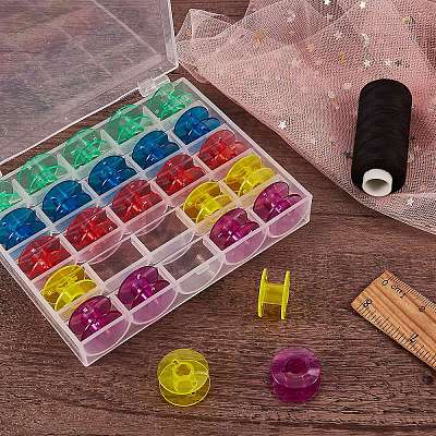 2 Boxes 25 Compartments Polypropylene(PP) Plastic Sewing Machine Bobbins with Storage Case CON-SZ0001-17-1