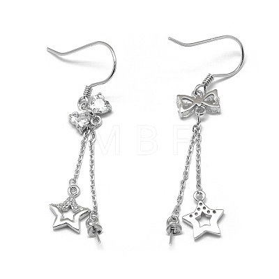 Rhodium Plated 925 Sterling Silver Dangle Earring Findings STER-L057-026P-1