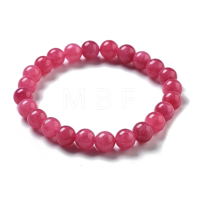 Natural Dyed Agate Imitation Rhodochrosite Beaded Stretch Bracelets for Women Men BJEW-F483-05-1