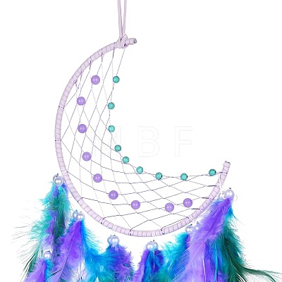 Iron Woven Web/Net with Feather Pendant Decorations AJEW-P097-06-1