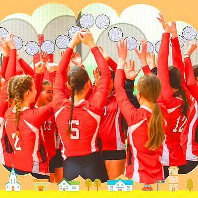 Paper Volleyball Hanging Banner AJEW-WH0752-464-1