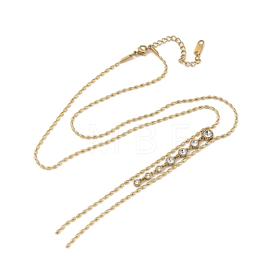 304 Stainless Steel Crystal Rhinestone Pendant Y Necklaces for Women NJEW-F375-01G-02-1