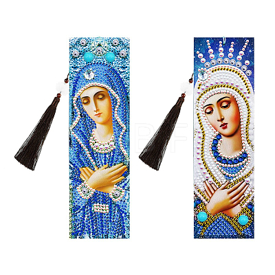 2Pcs DIY Diamond Painting Bookmarks Kits DIAM-PW0010-17A-1