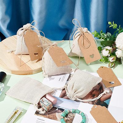 10Pcs Cotton Packing Pouches Drawstring Bags ABAG-NB0001-41B-1