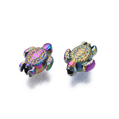 Rack Plating Rainbow Color Alloy Beads PALLOY-S180-343-1