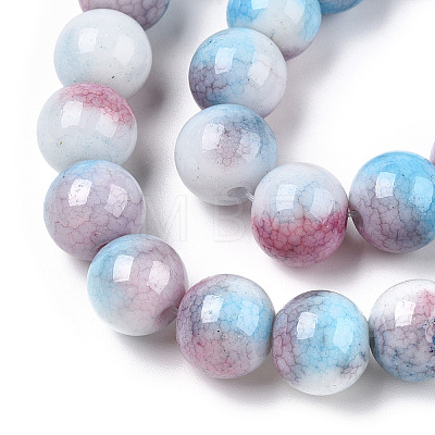 Opaque Crackle Glass Round Beads Strands GLAA-T031-10mm-01U-1