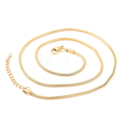 201 Stainless Steel Round Snake Chain Necklaces for Women NJEW-G140-06D-G-1-1