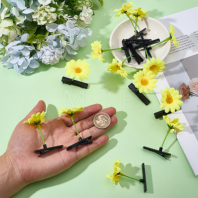 40Pcs Sunflower Resin & Iron Alligator Hair Clips PHAR-ME0001-03-1