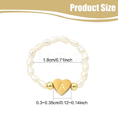 Natural Freshwater Pearl & 304 Stainless Steel Bead Finger Rings RJEW-FS00001-01-1