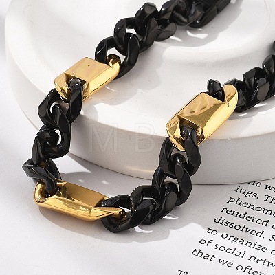 304 Stainless Steel Cuban Link Chains Bracelets for Women Men BJEW-A031-05A-EB-1