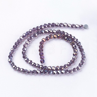 Faceted(32 Facets) Round Electroplate Glass Beads Strands X-EGLA-D021-73-1