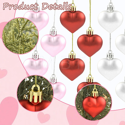 10Pcs 3 Styles Plastic Heart Pendant Decorations AJEW-FS0001-48-1