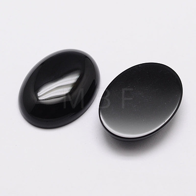Oval Natural Black Agate Cabochons G-K020-30x22mm-01-1
