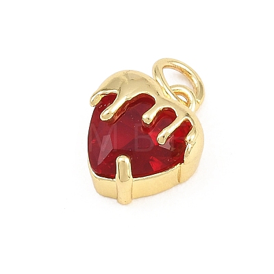 Valentine's Day Brass Micro Pave Red Cubic Zirconia Charms KK-E798-10A-G-1