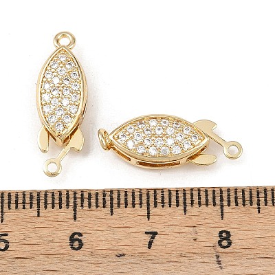 Brass Micro Pave Clear Cubic Zirconia Box Clasps KK-L255-02G-01-1