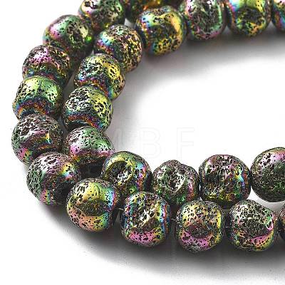 Electroplated Natural Lava Rock Beads Strands G-A251-E01-01I-1