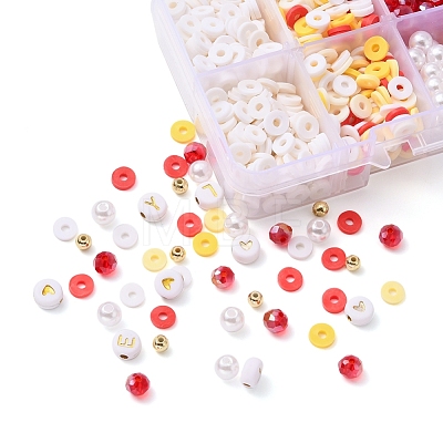 DIY Letter & Imitation Pearl & Heishi Beads Bracelet Making Kit DIY-YW0005-23E-1