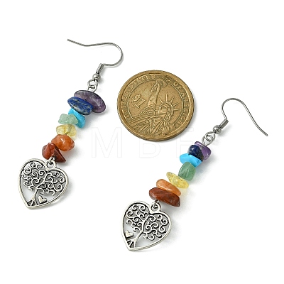 Natural & Synthetic Mixed Stone Chips Dangle Earrings EJEW-JE05390-04-1