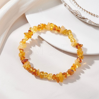 Natural Amber Chip Beads Stretch Bracelets for Women BJEW-JB13337-1