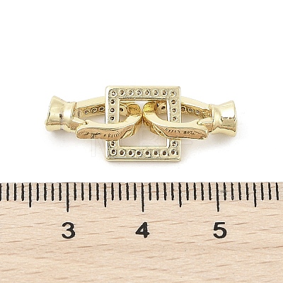 Brass Micro Pave Clear Cubic Zirconia Fold Over Clasps KK-U059-18G-1