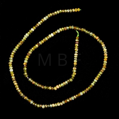 Faceted Rondelle Natural Green Garnet Beads Strands G-F289-40B-1
